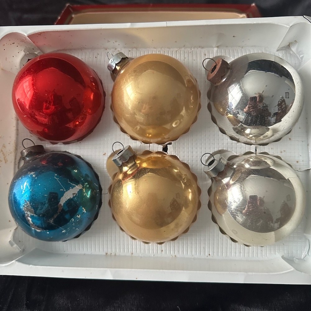 6 Vintage Rauch blown glass ornaments